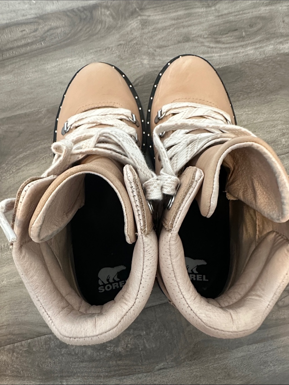 Sorel Beige Lace-Up Studded Trim Boots - Picture 7 of 7